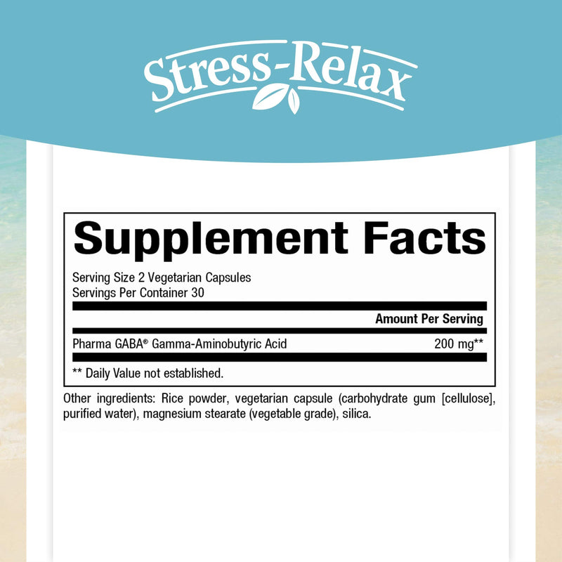 [Australia] - Stress-Relax Pharma GABA 100 mg by Natural Factors, Non-Drowsy Stress Support for Relaxation and Mental Focus, 60 Vegetarian Capsules (30 Servings) Standard Packaging 
