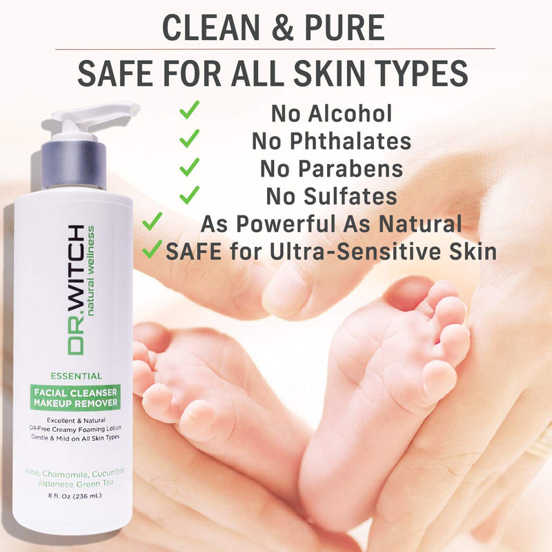 [Australia] - Organic Soothing Face Wash - Unscented Anti Aging Skin Cleanser for Rosacea Dry Sensitive Skin - Sulfate Free Noncomedogenic - Ideal Eye Makeup Remover 8 oz 