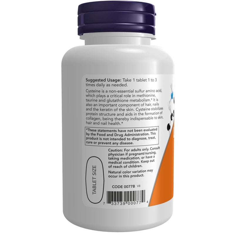 [Australia] - NOW Supplements, L-Cysteine 500 mg with Vitamins B-6 and C, Structural Support*, 100 Tablets 100 Count (Pack of 1) 