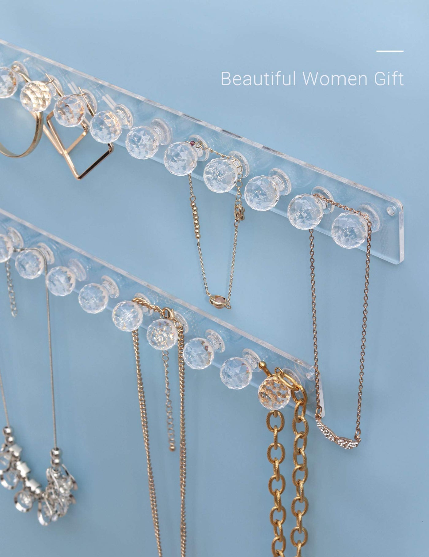 Heesch Necklace Hanger, Acrylic Necklace Organizer Wall Mount