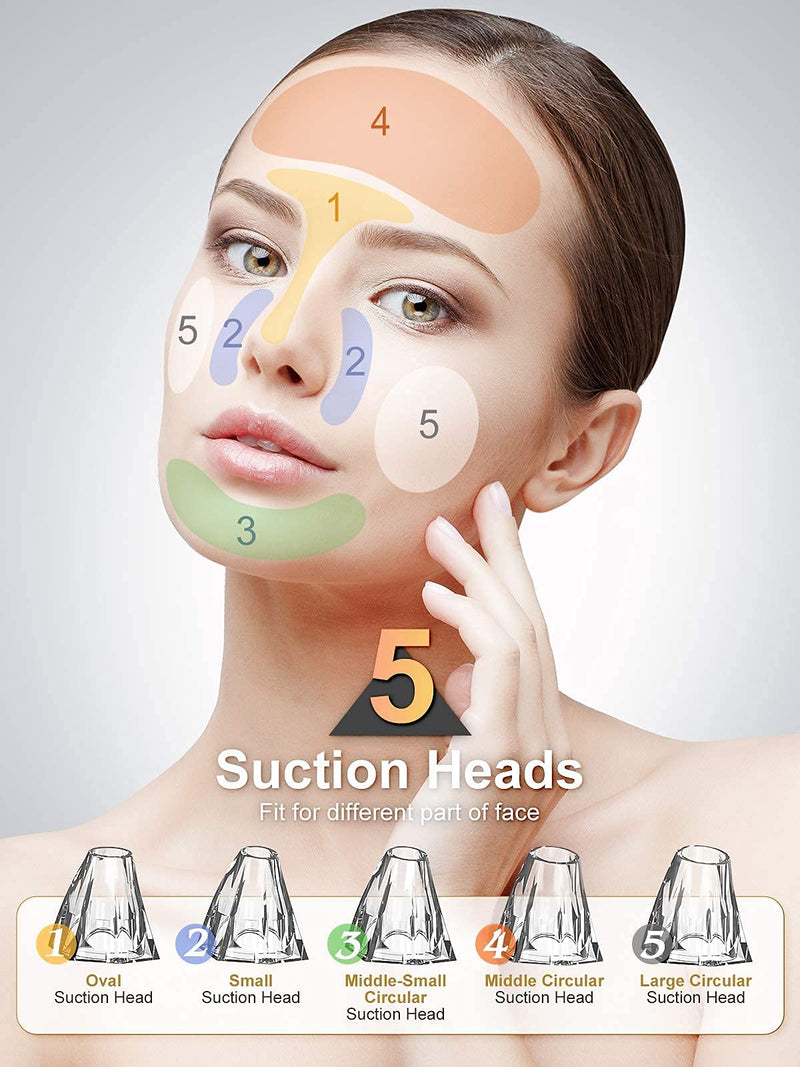 [Australia] - Blackhead Remover Pore Vacuum EUHOME Electric Rechargeable Blackhead Whitehead Acne Comedone Pimple Extractor Facial Pore Cleaner Blackhead Removal Kit 5 Suction Probes Face Cleaning Tools 