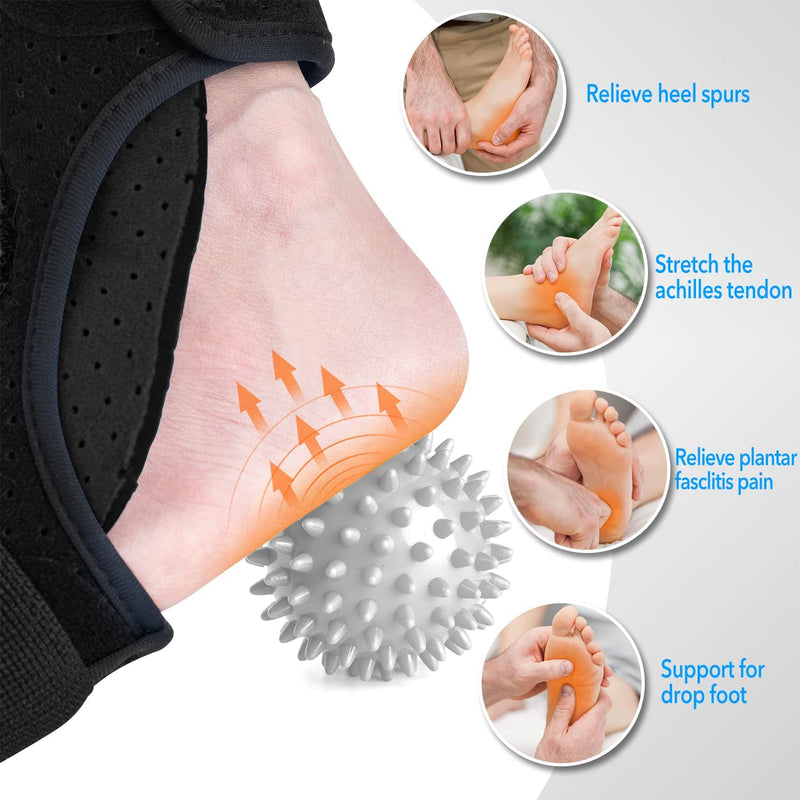 [Australia] - 2021 New Upgraded Black Night Splint for Plantar Fascitis, AiBast Adjustable Ankle Brace Foot Drop Orthotic Brace for Plantar Fasciitis, Arch Foot Pain, Achilles Tendonitis Support for Women, Men 