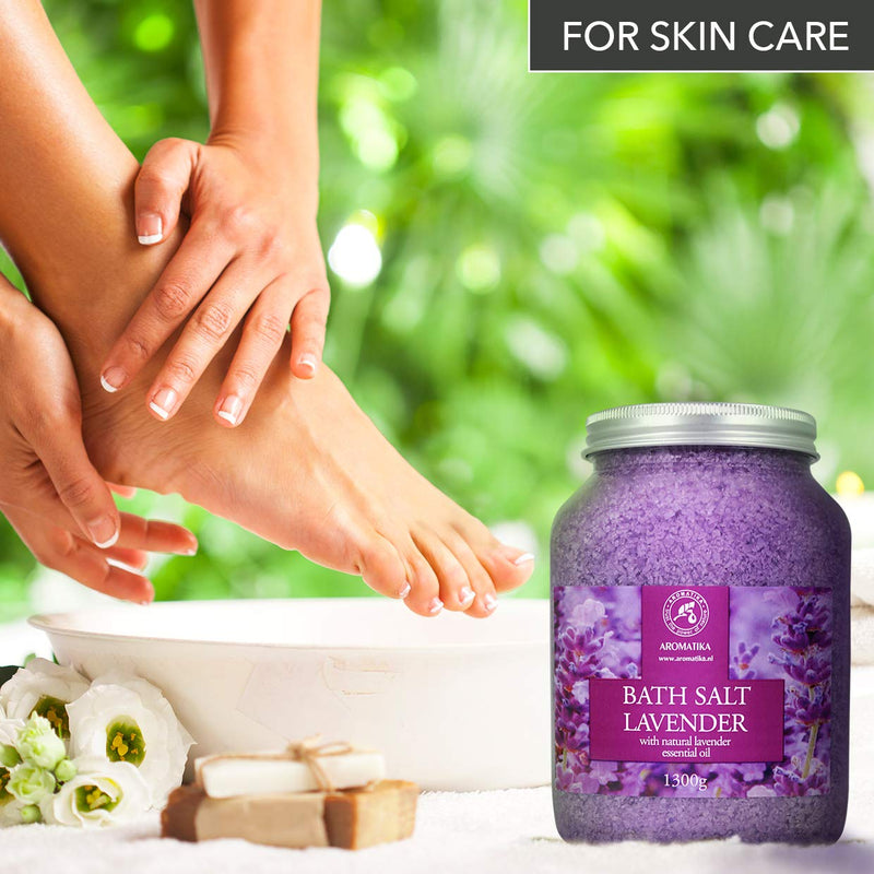 [Australia] - Sea Salt Lavender with Natural Lavender Essential Oil 1300g - Lavender Bath Salts - Best for Good Sleep - Stress Relief - Beauty - Relaxing - Bathing - Body Care 1.3 kg (Pack of 1) 
