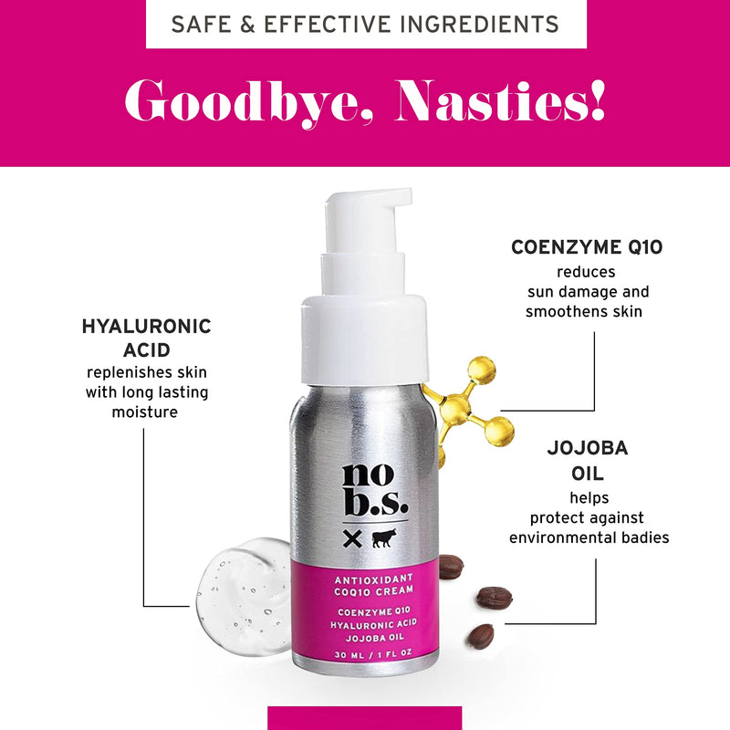 [Australia] - No B.S. Antioxidant CoQ10 Face Cream - Face Firming Moisturizer with Coenzyme Q10, Hyaluronic Acid & Jojoba Oil. Potent Formulas. Clean Skincare. 