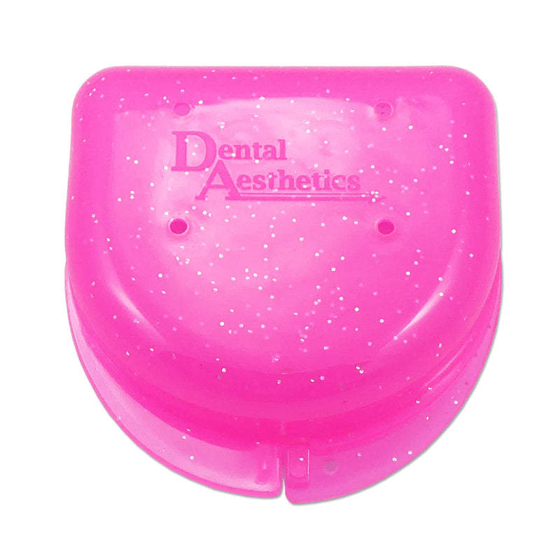 [Australia] - 2 x Gum Shield Case - Mouthguard Box for Ortho Retainers, Sports Dental Appliances, Dentures & More (Glitter Blue & Glitter Pink) Glitter Blue & Glitter Pink 