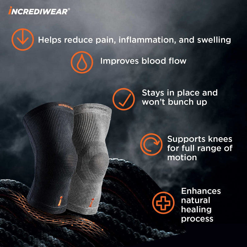 [Australia] - Incrediwear Knee Sleeve – Knee Braces for Knee Pain, Joint Pain Relief, Swelling, Inflammation Relief, and Circulation, Knee Support for Women and Men, Fits 14”-16” Above Kneecap (Black, Large) Black 