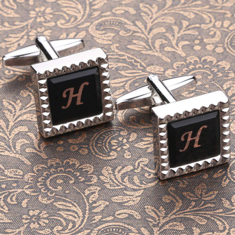 [Australia] - HHGEE XING Mens Cufflinks Classic Shirt Business Wedding Initials Alphabet with Gift Box A-Z H 