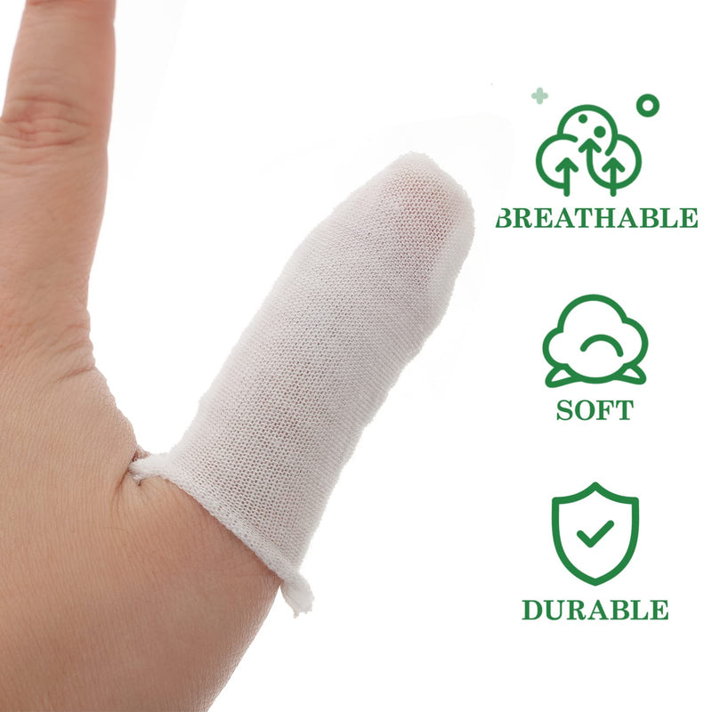 [Australia] - Uonlytech 150pcs Cotton Finger Sleeves Cots Protect Fingertips Hand Skin Cracking Moisture Disposable Finger Cover for Adults White 