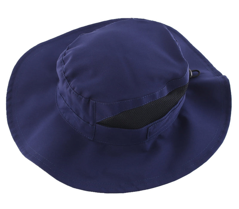 [Australia] - Decentron Womens Summer Mesh Boonie Sun Hat Wide Brim UV Protection Fishing Hat Navy Blue 
