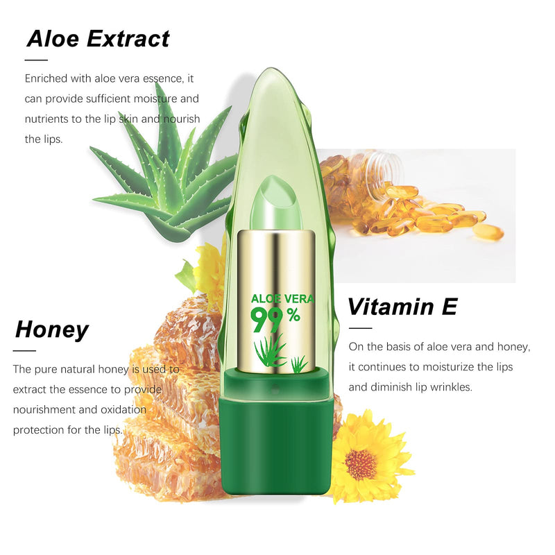 [Australia] - Ownest 3 Pcs Aloe Vera Lipstick, Magic Temperature Color Change Lipstick Lip Blam Moisturizing Long Lasting Lip Makeup A-Green 