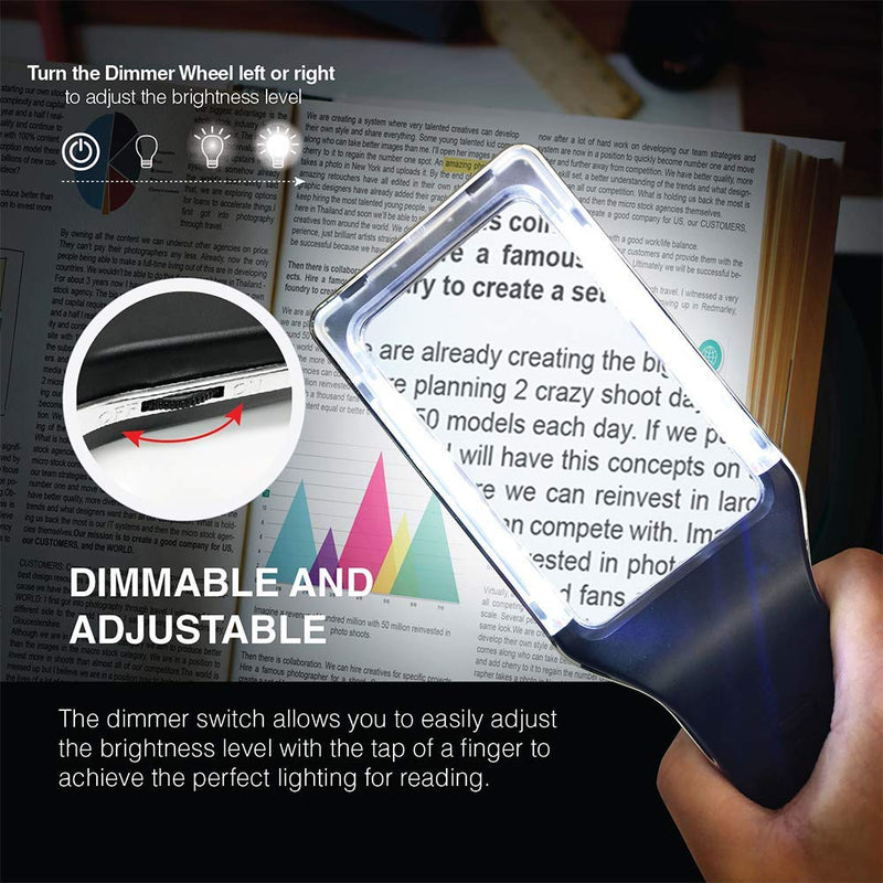 [Australia] - [Rechargeable] 4X Magnifying Glass with [10 Anti-Glare & Fully Dimmable LEDs]-Evenly Lit Viewing Area-The Brightest & Best Reading Magnifier for Small Prints, Low Vision Seniors, Macular Degeneration 