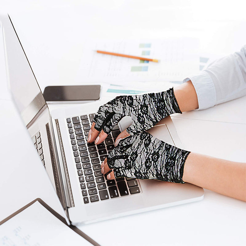 [Australia] - Classy Pal Compression Gloves for Arthritis, Typing Gloves for Hand Pain Relief Lace Large (1 Pair) 