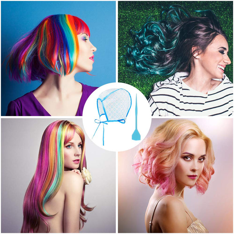 [Australia] - 15 Pack Hair Coloring Highlighting Cap with 15 Pcs Plastic Hooks for Dyeing Hair, Disposable Tipping Cap for Salon and Home 