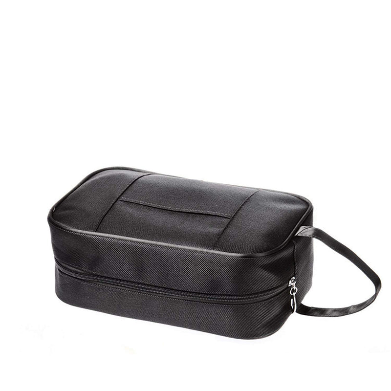 [Australia] - Amoyie Portable Toiletry Bag 2 Set (1 Bag and 1 Toothbrush Cover), Waterproof Gym Wash Bag Slim Dopp Kit Travel Bag Black C 