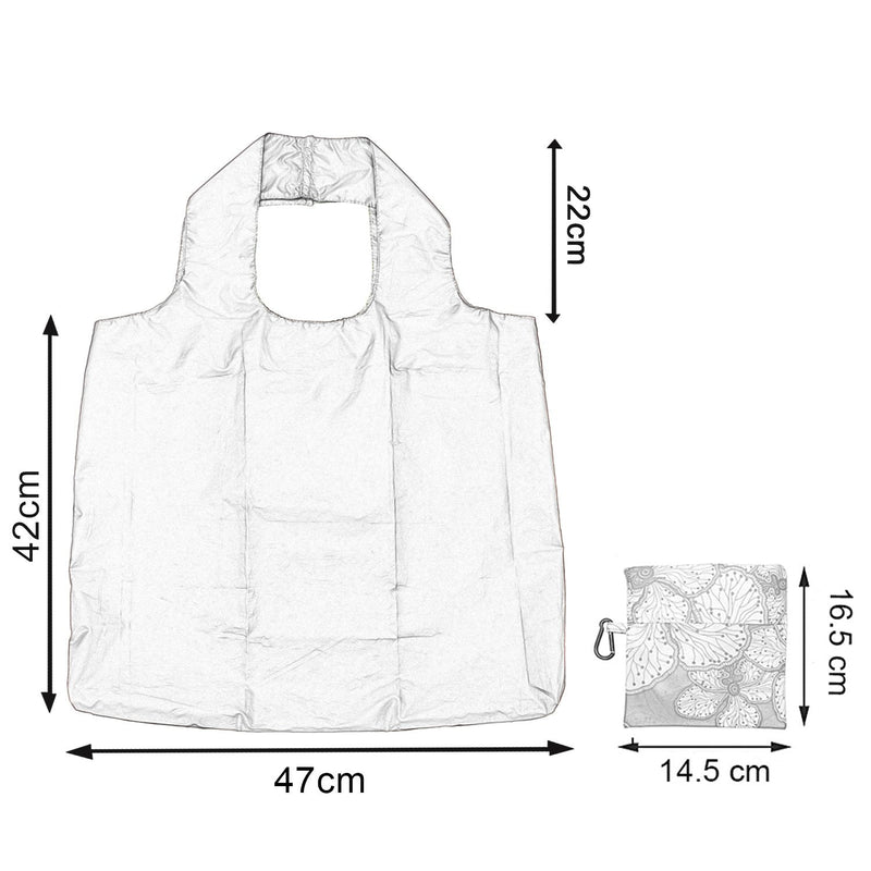 [Australia] - Luxja 3pcs Reusable Shopping Bag, Fold Up Shopper with Attached Pouch, Washable, Durable and Lightweight Black 