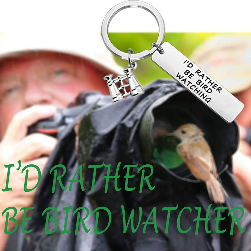 [Australia] - bobauna I'd Rather Be Bird Watching Keychain with Binoculars Charm Ornithology Gift for Ornithologist Bird Watcher 