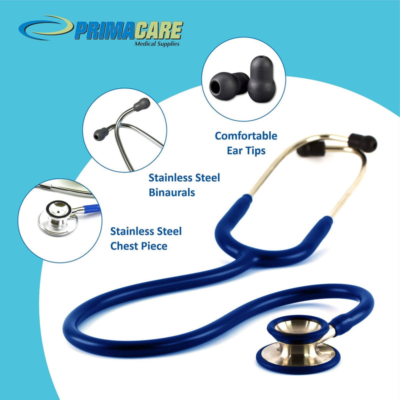 [Australia] - Primacare Stainless Steel Classic Stethoscope | Black Stethoscope with Dual-Head Chestpiece, No-Chill Rings & Ultra-Soft Eartips Premium Medical Supplies for Doctors, Nurses, Students, EMTs 30 Inches 