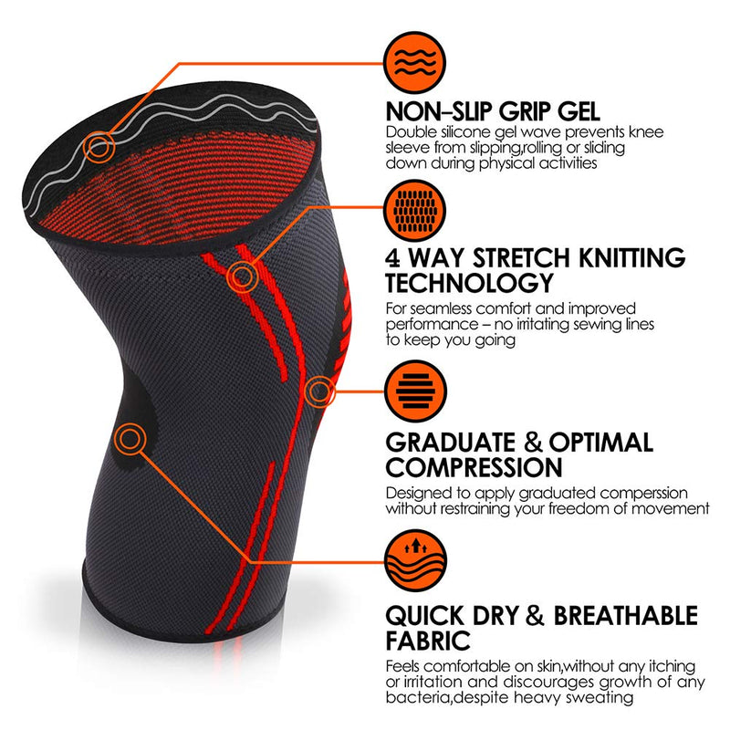 [Australia] - MGANG® Knee Brace, Premium Knee Compression Sleeves Support for Sports, Running, Basketball, Hiking, Workout, Arthritis, ACL, Injury Recovery, Joint Pain Relief, Meniscus Tear, 1 Pair Unisex, Black XXL 2X-Large (1 Pair) 