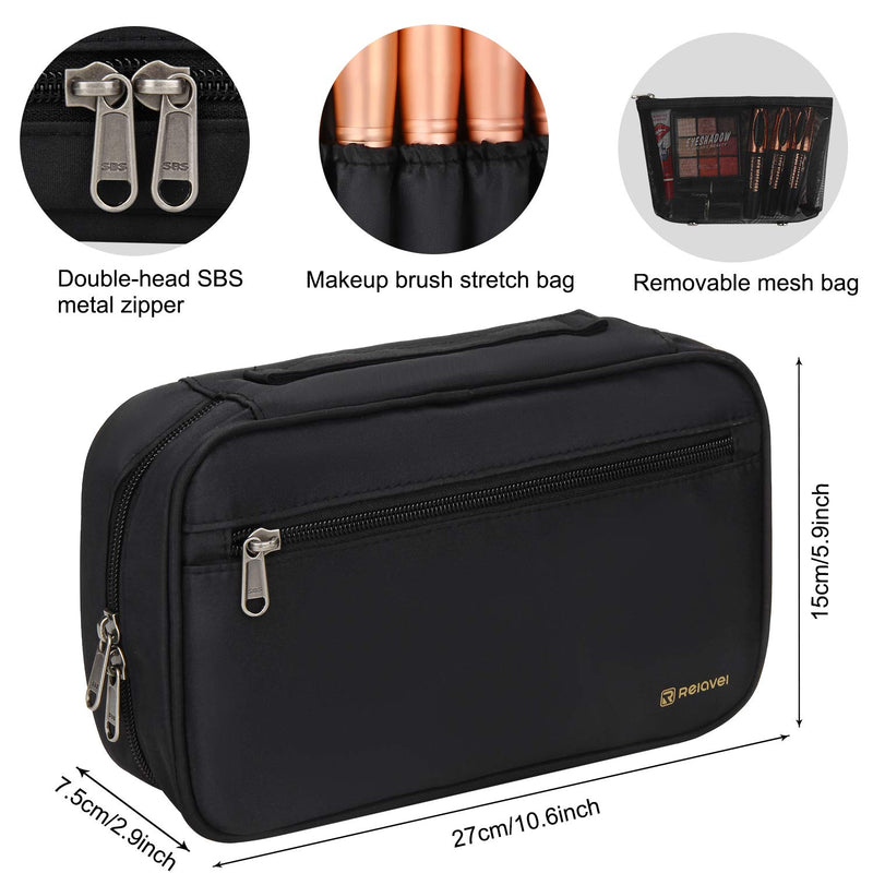 [Australia] - Professional Cosmetic Case Makeup Brush Organizer Makeup Artist Case with Belt Strap Holder Multi functional Cosmetic Bag Makeup Handbag for Travel & Home Gift (Black) Small Black 