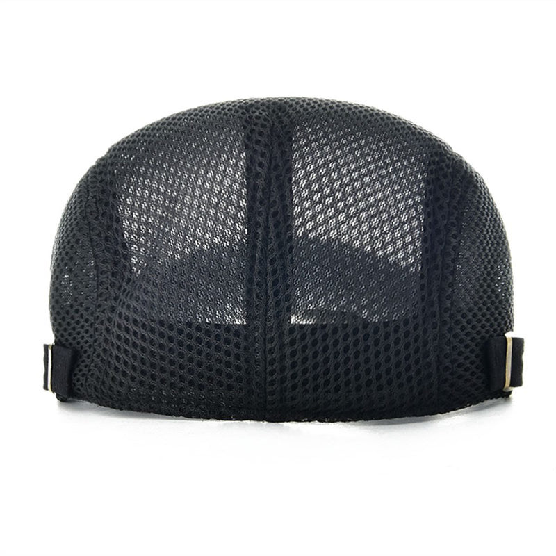 [Australia] - VOBOOM Men Breathable Mesh Summer Hat Adjustable Newsboy Beret Ivy Cap Cabbie Flat Cap Black 