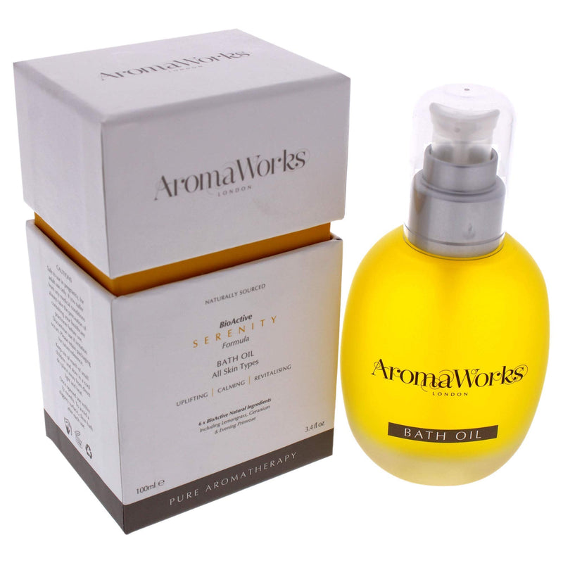 [Australia] - AromaWorks - Serenity Bath Oil - Lemongrass - Neroli and Sweet Geranium Aromas - for All Skin Types - Uplifting - Calming - Revitalizing - 6 x BioActive Natural Ingredients - Vegan - 3.4 fl oz/100 ml 