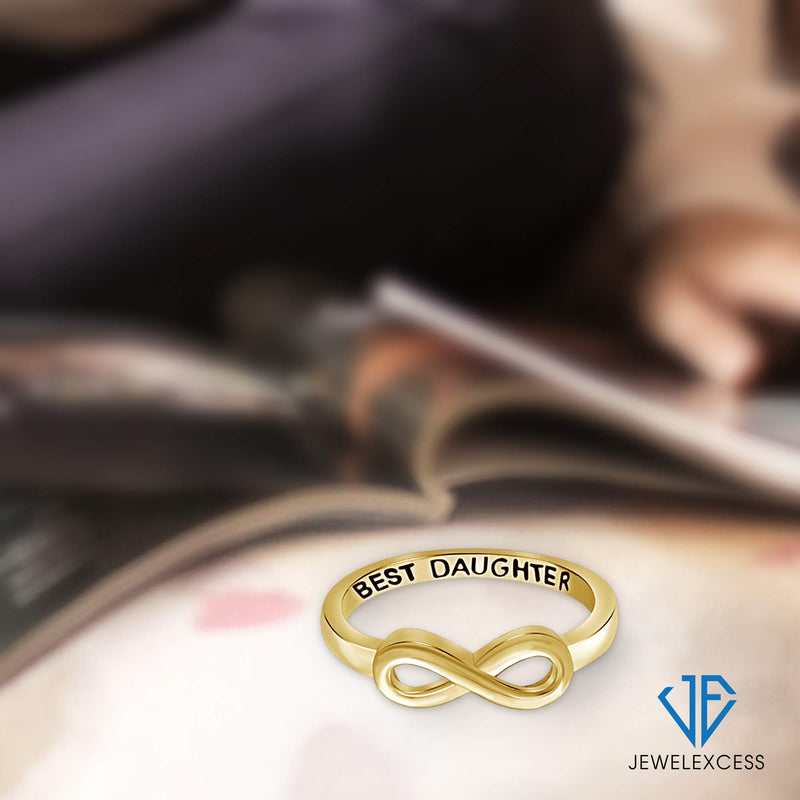 [Australia] - JEWELEXCESS 14K Gold Over Silver Infinity Friendship Ring for Women | Personalized Sisters, Best Friends, Promise Eternity Knot Symbol Band 