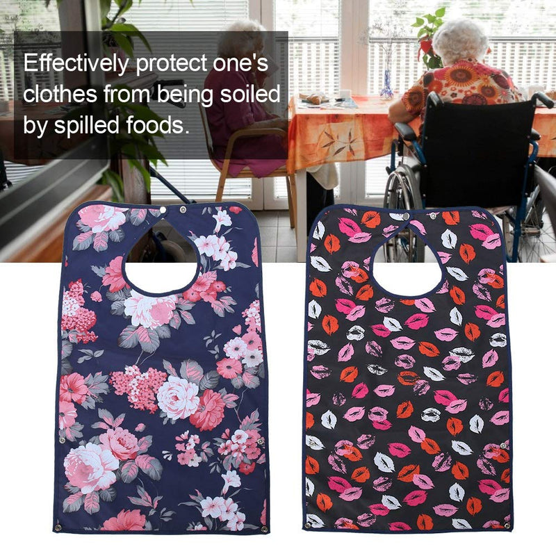 [Australia] - Reusable Adult Bibs, Waterproof Double Layer Mealtime Bib Adult The Eldly Bib, Washable Elder Dinning Bib Clothing Protector for Elderly Men Women 