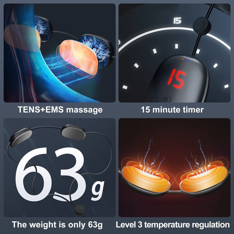 [Australia] - Neck Massager with Heat, Intelligent Electric Pulse Neck Massager, Portable Electric Massager, Double Pulse Technology, Suitable for Shoulders, Neck & Arms 03 Black 