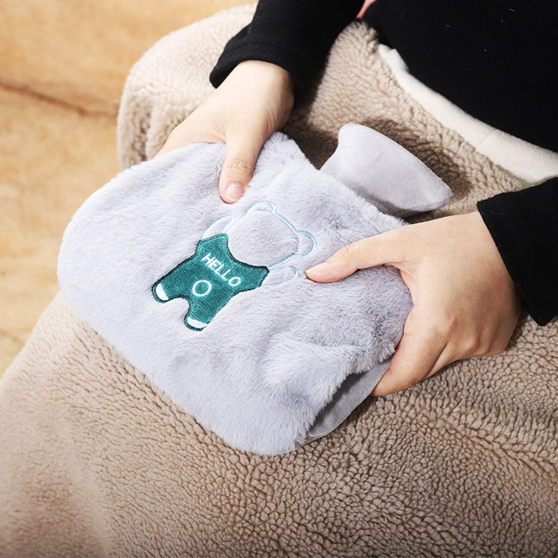 [Australia] - Hot Water Bottle with Fluffy Cover 1.5L Large Hot Water Bag for Neck and Shoulders Pain Relief Menstrual Cramps Hot and Cold Therapy Great Gift for Women 