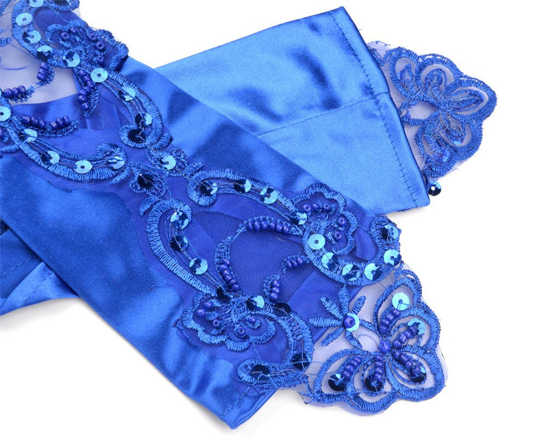 [Australia] - JISEN Women 1920s Satin gloves Formal Bridal Banquet Party Wedding Opera Colorful Mitten Fingerless 11 Inch Sapphire Blue1 