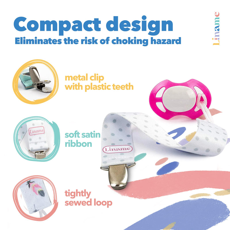 [Australia] - Liname Dummy Clip for Girls Boys with Bonus Teething Toy - 4 Pack Gift Packaging - Premium Quality & Unique Design - Dummy Clips Fit All Dummies & Soothers - Perfect Baby Gift (Pink, Metal Clip) Pink 