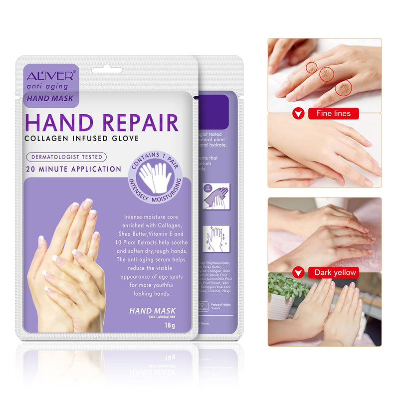 [Australia] - 4 Pack Hands Moisturizing Gloves, Hand Spa Mask Infused Collagen, Serum + Vitamins + Natural Plant Extracts for Dry, Cracked Hands, Moisturizer Hands Mask, Repair Rough Skin for Women&Men 