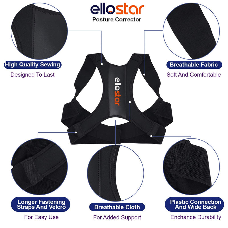 [Australia] - ellostar Back Brace Posture Corrector for Women and Men, Lumbar Shoulder and Back Straightener Posture Improvement Pain Relief (Medium) Lower Chest 27 -33 Inch Medium 