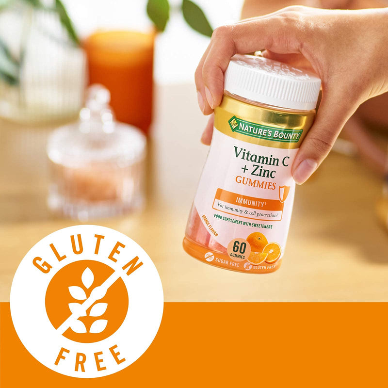 [Australia] - Nature's Bounty Vitamin C and Zinc Gummies � Pack of 60 Gummies, 30 Day Supply � Immune Support and Cell Protection - Antioxidant Supplement - Gluten Free and Natural Colours 