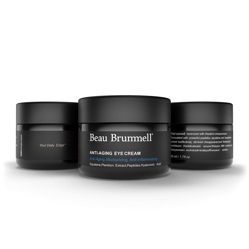 [Australia] - Beau Brummell For Men Anti-aging Eye Cream | Moisturizing Lotion Works on Wrinkles, Fine Lines, Dark Circles, Puffiness, Bags | Powered With Hyaluronic Acid, Squalane, Caffeine | Fragrance-Free 1.7 OZ | Made in USA 