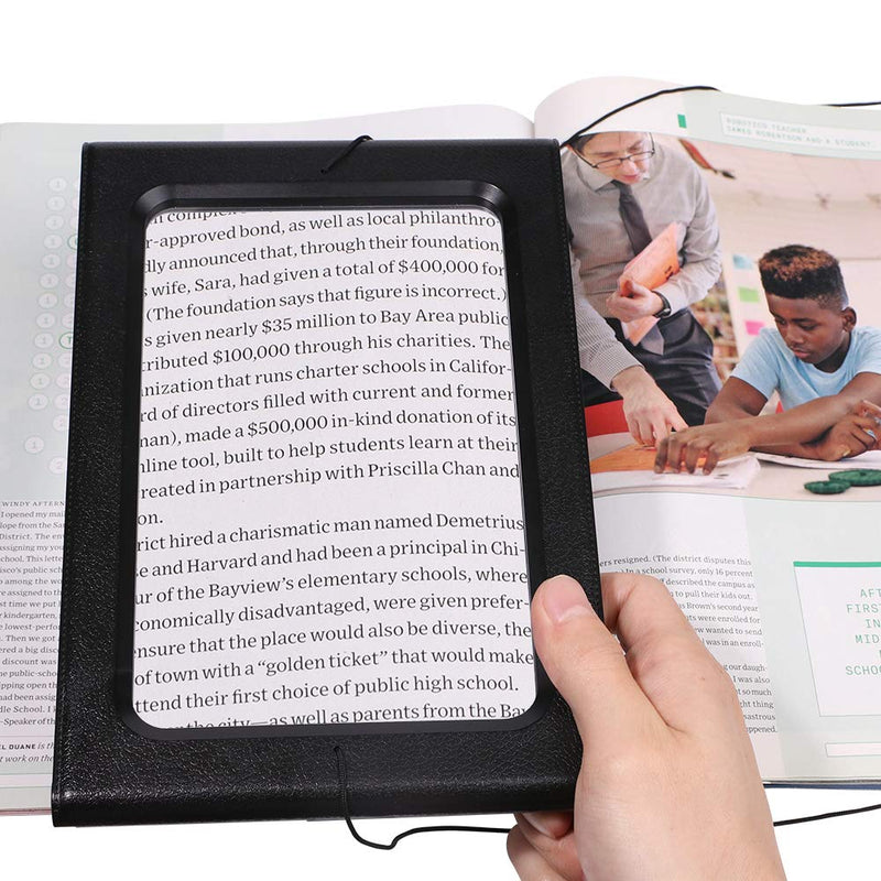 [Australia] - Large Full-Page 3X Magnifying Glass Hands-Free Rectangular Magnifier LED Lighted Illuminated Foldable Desktop Portable for Elder Large 