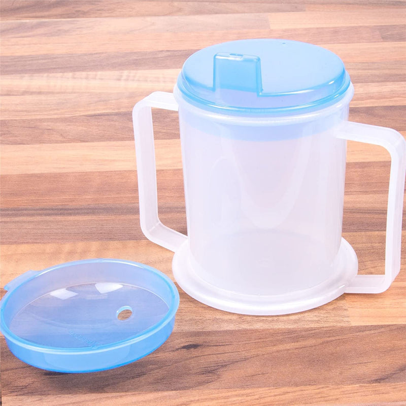 [Australia] - Wolvex Adult Drinking Cup Beaker with Handles & Anti Spill lids for Disabled Adults Dishwasher and Microwave Safe BPA, PVC and Latex Free 