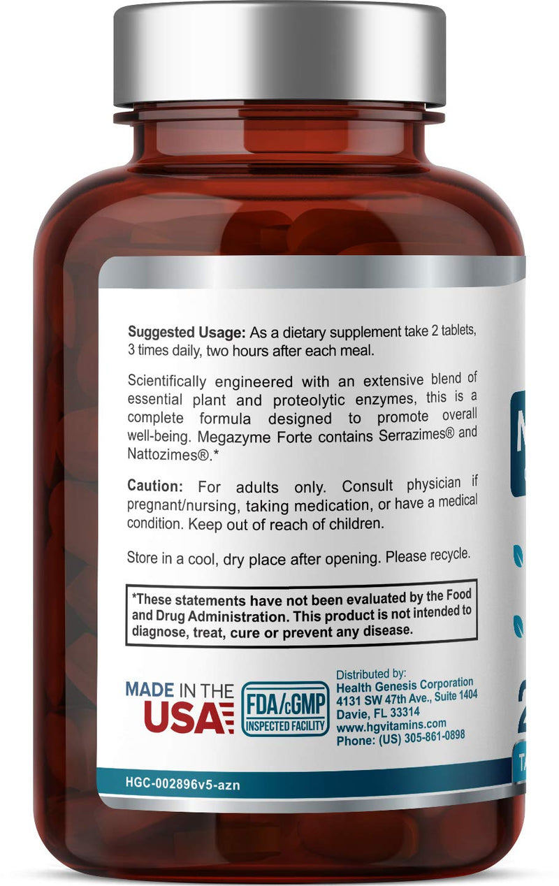 [Australia] - Megazyme Forte 200 Tablets - Natural Plant Proteolytic Enzymes Nattozimes Serrazimes Supports Digestive System Immune Health 