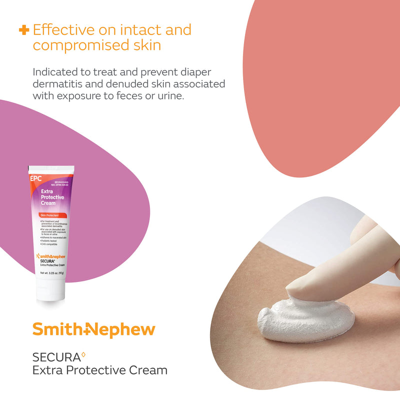 [Australia] - Smith & Nephew SECURA Extra Protective Cream (EPC) Tube, Diaper Rash Cream for Adults, Incontinence Skin Protectant, 3.25 Ounces White 