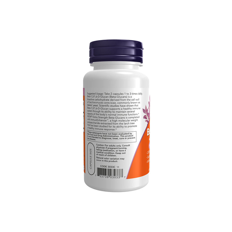 [Australia] - NOW Supplements, Beta-Glucans with ImmunEnhancer™ with Larch Arabinogalactan, Extra Strength, 60 Veg Capsules 