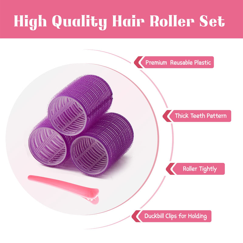 [Australia] - Hair Rollers Set 32 PCS, PandyCare Hair Rollers For Long Hair & Short Hair - No Heat, Hair-friendly, Natural Effect, Includes 18 Rollers (1.73+1.41+0.98 inch), 12 Clips,1 Rat Tail Comb & 1 Storage Bag 