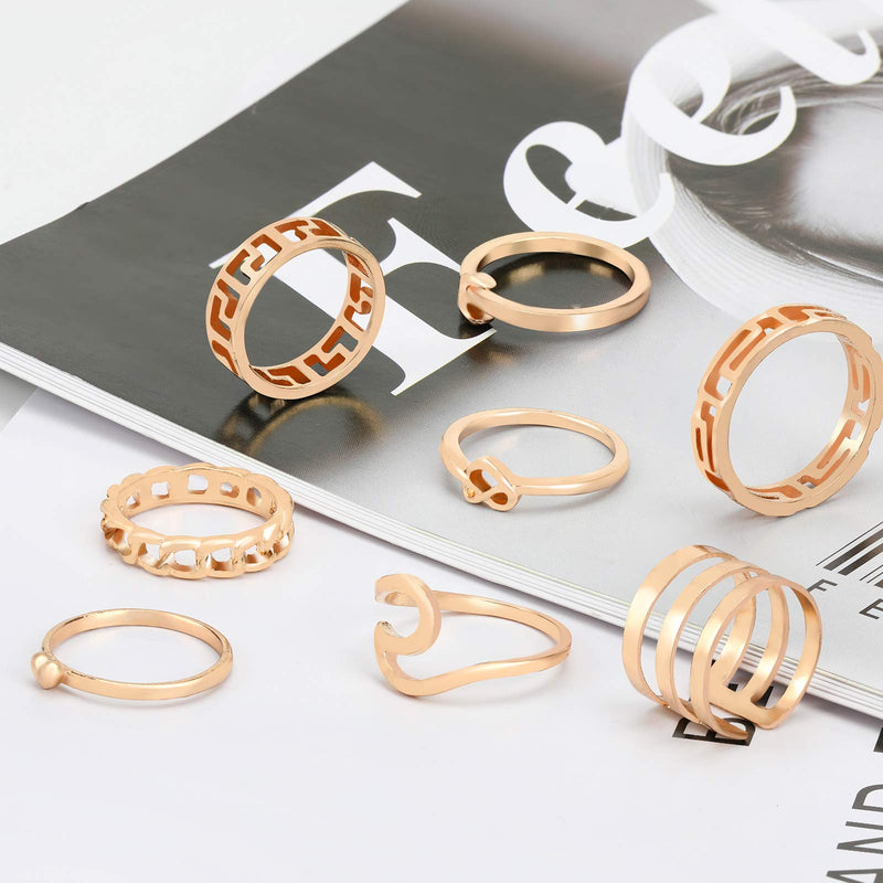 [Australia] - ONESING 25 Pcs Knuckle Rings for Women Stackable Rings Set Girls Bohemian Retro Vintage Joint Finger Gold Silver Rings for Women Men Hollow Carved Flowers 