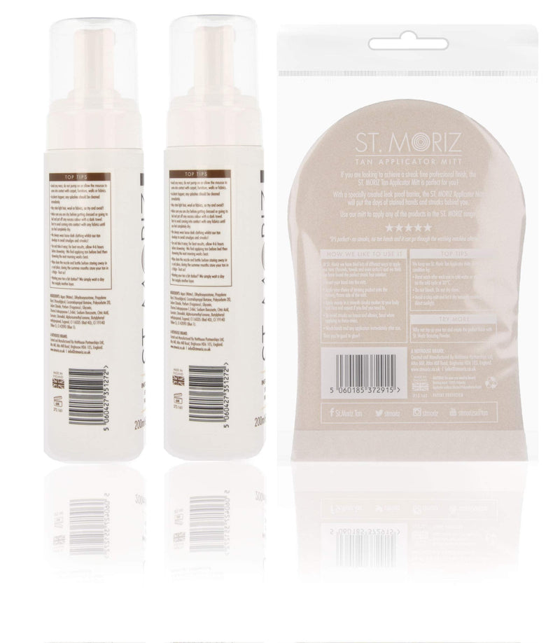[Australia] - St Moriz Instant Self Tanning Mousse in Dark Tone with Mitt - 2 x 200 ml 