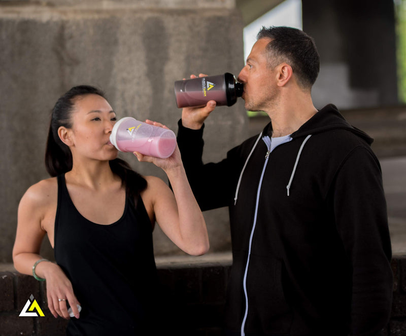 [Australia] - Musclelinx Sports Nutrition Protein shaker screw top 100% LEAK PROOF drinks bottle 600ml to 800ml by Musc (black/grey) Black Transparent 