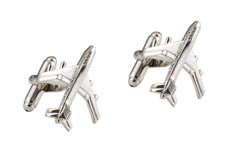 [Australia] - Knighthood Men's Executive Jumbo Jet Airplane Cufflinks Chrome Shirt Cuff Links Business, Wedding Gifts with Gift Box 