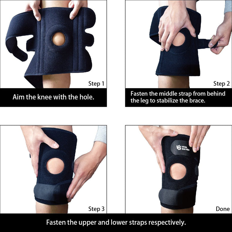 [Australia] - Vital Salveo-Germanium 9.5" Knee Brace /Adjustable Straps/S-Stays/Open Patella, Knee Support-Large Fit Large Fit 