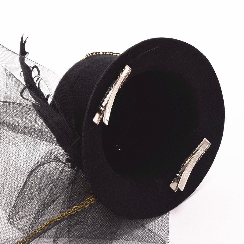 [Australia] - BLESSUME Victorian Steampunk Women Mini Top Hat Hair Clip Party Hat Dancing Cocktail Head Clip A 