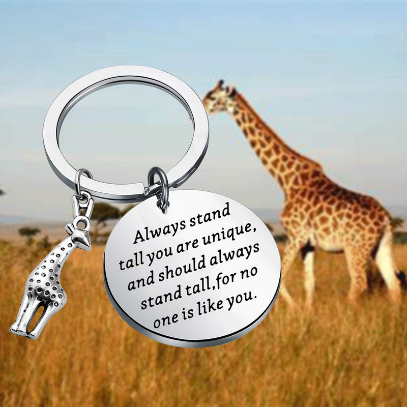 [Australia] - WSNANG Giraffe Keychain Always Stand Tall You are Unique Keychain Giraffe Jewelry Inspirational Quotes Giraffe Gifts for Giraffe Lovers 