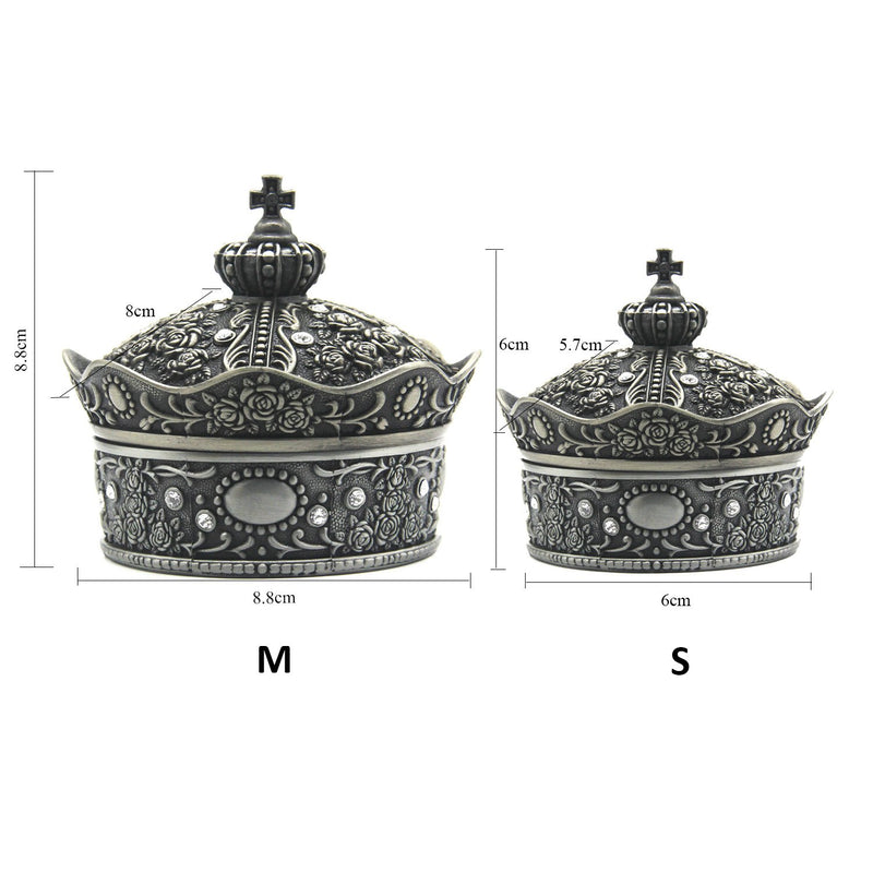 [Australia] - AVESON Creative Vintage Metal Alloy Crown Design Jewelry Box Ring Trinket Case Christmas Birthday Gift, Large 