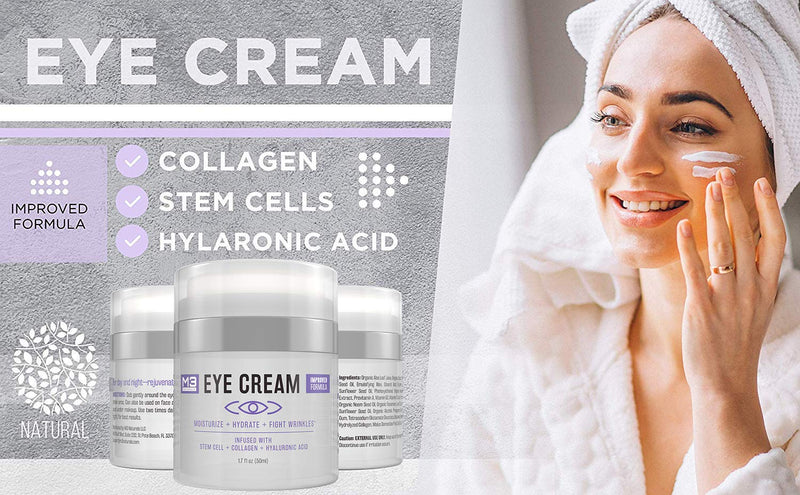 [Australia] - M3 Naturals Eye Cream with Collagen, Hyaluronic Acid & Stem Cell - Made in USA - Anti Aging Under Eye Cream for Dark Circles and Puffiness - Bags, Fine Line, Wrinkle & Puffy Eyes Treatment 1.7 oz 